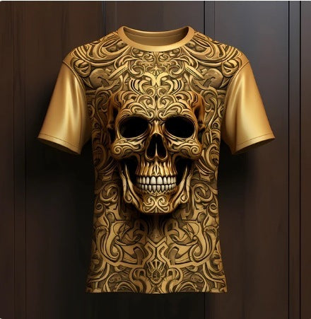 Men's 3D Skull Printed Hip Hop Trendy Tops Tees T-shirt