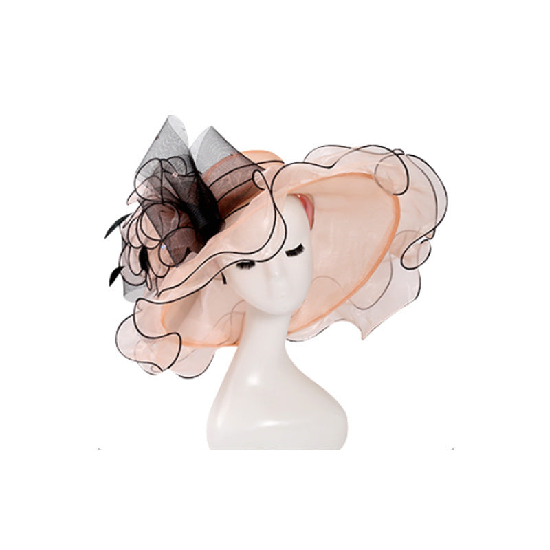 Women Fashion Big Brim Fashion Organza Dress Hat