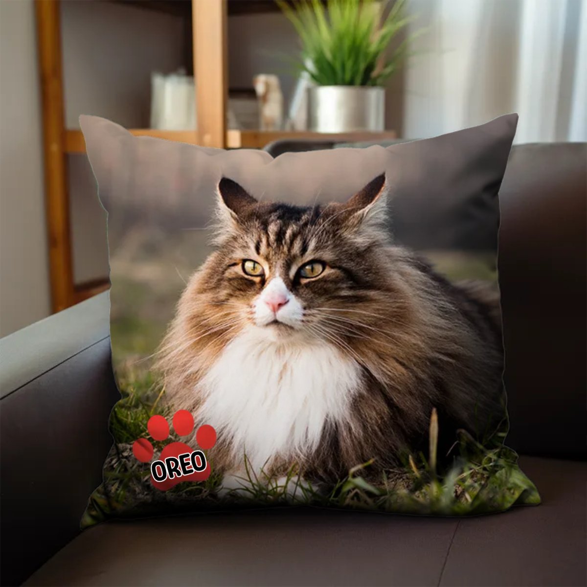 1 Single Print Dog Cat Lover - Pet's Face on A Personalized Pillow Gift Memory