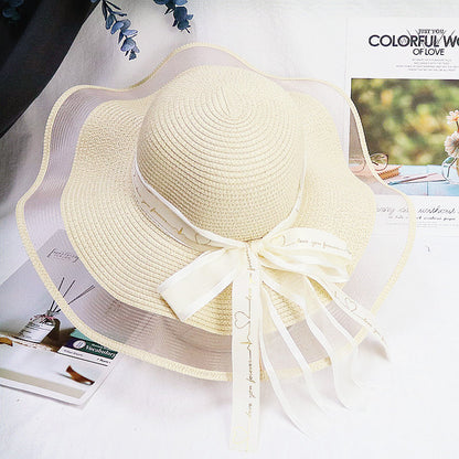 Women Foldable Sunscreen Seaside Bow Beach Sun Hat