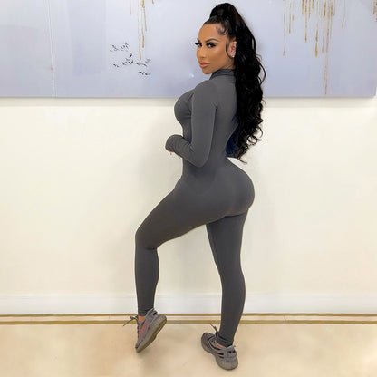 Sexy Women Tight-Fitting Long-Sleeved WomenNightclub Party Jumpsuit