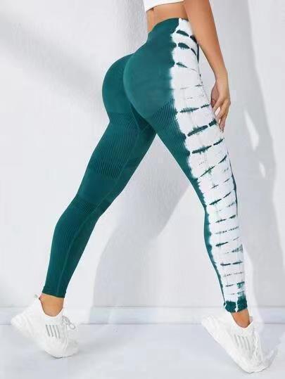 Women Tie-dye Seamless Tight Belly Trimming Fitness High Waist Hip Lift Yoga Pants Leggings