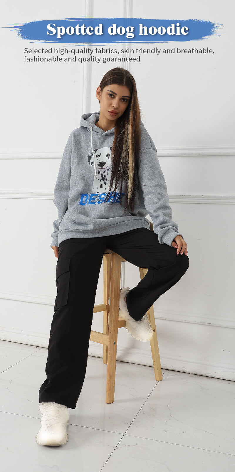 Women Fashionable Letter Printed Long Sleeved Hoodie Sweatshirt Jacket