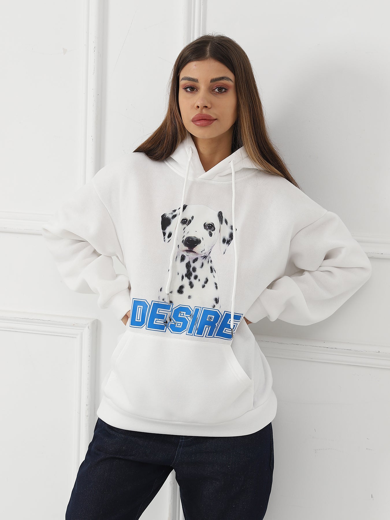 Women Fashionable Letter Printed Long Sleeved Hoodie Sweatshirt Jacket