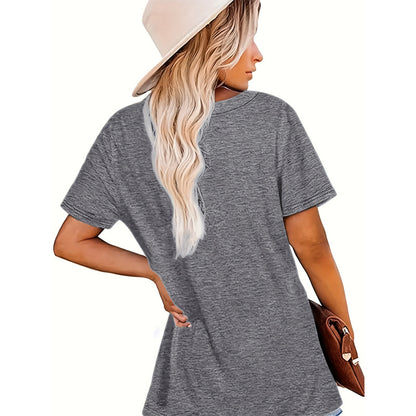 Women's Short Sleeve Round Neck Colorful Sunflower Print Tees Shirt Tops