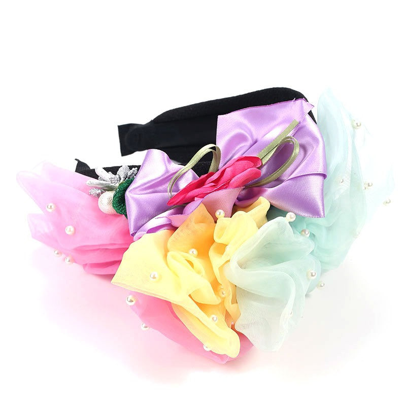 Women Fashionable fabric simulation flower women's pearl butterfly hairband