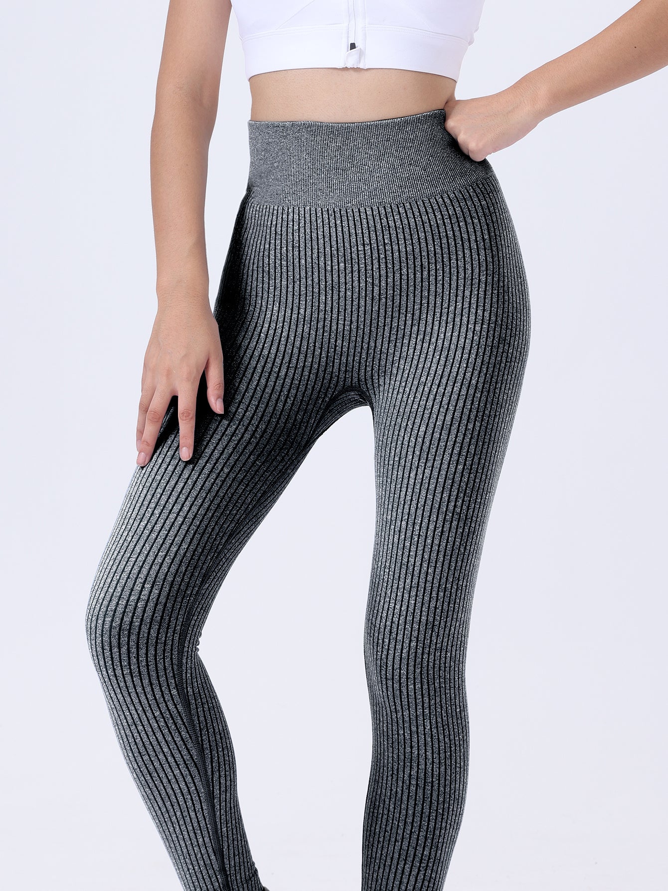 Women Ribbed Seamless High Waisted Tummy Control Yoga Pants Leggings