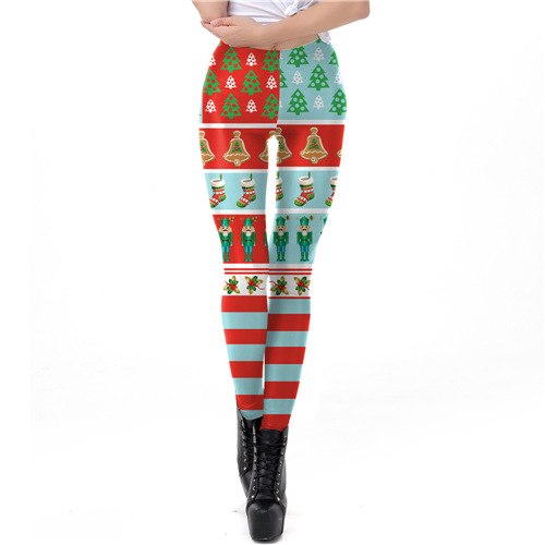 Stripe Tribal Prints Women Plus Size Christmas Leggings Pants