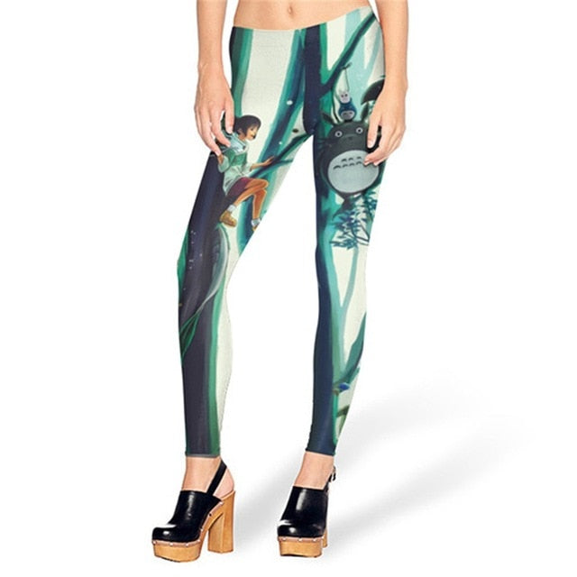 Women Design Fashion Slim Castle in the Sky Printed Pant Leggings