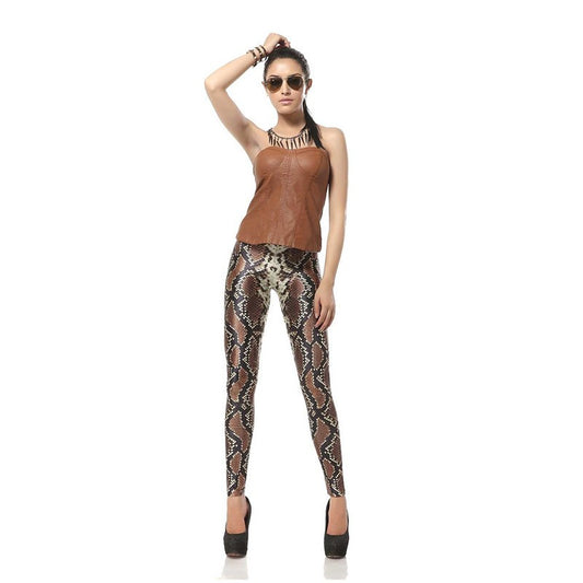 Women Design Fashion 3D Digital Snakeskin Slim Printed Leggings Pants