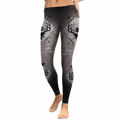 Women Hunt Black Elk Bow Arrow Digital Prints Workout Leggings Pants