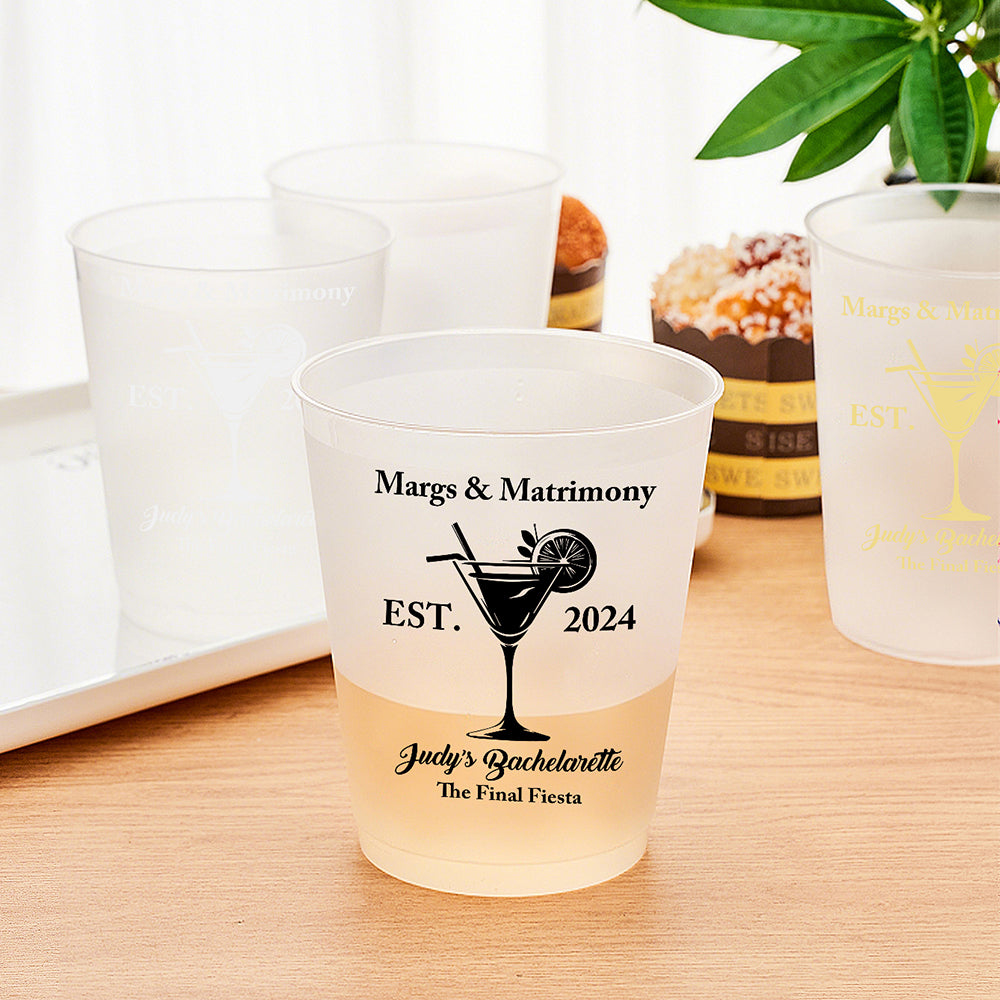 Personalized Bachelorette Bridal Margs & Matrimony Disposable Plastic Party Cups Gift