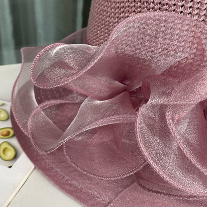 Women Sunscreen Splicing Wedding Travel Church Dress Sun Hat