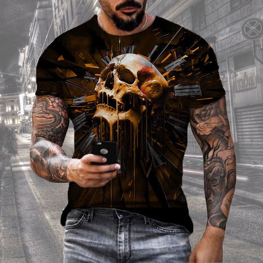 Men Funny Fashion Quirky Printed Short-sleeved T-shirt Tops Shirts