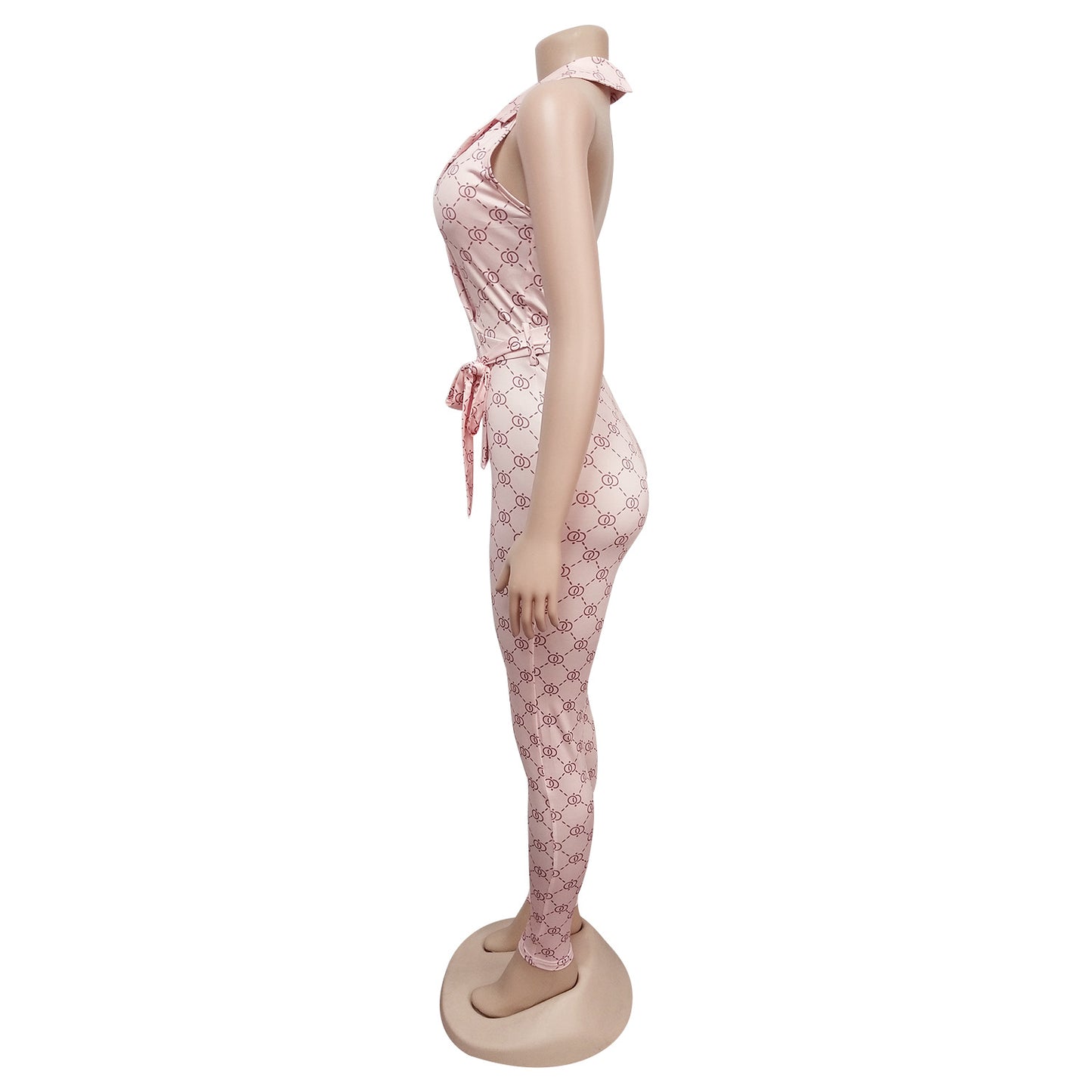Sexy Printed Halter Nightclub Party Pant Jumpsuit