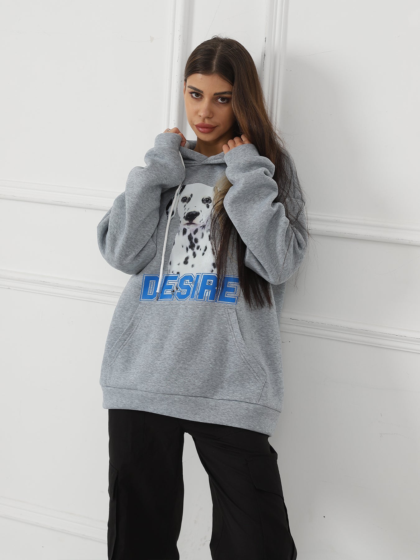 Women Fashionable Letter Printed Long Sleeved Hoodie Sweatshirt Jacket