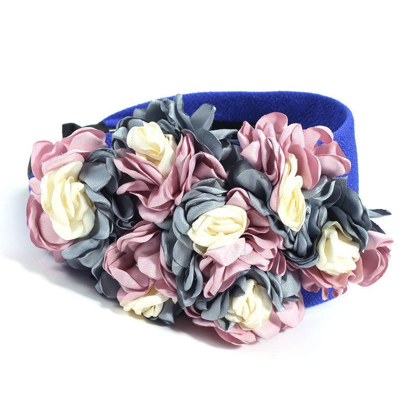 Women Handmade fabric side three-dimensional flower headband Wear