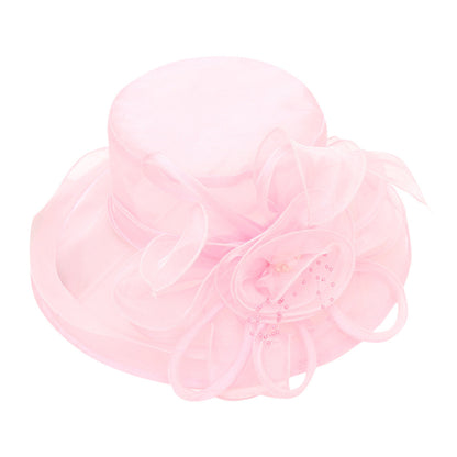 Women Mesh Big Brim Wedding Church Travel Dress Hat