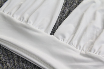 Two-pieces Women Halter Necktie Umbilical Fold V-neck Sling Bag Hip Skirt Set