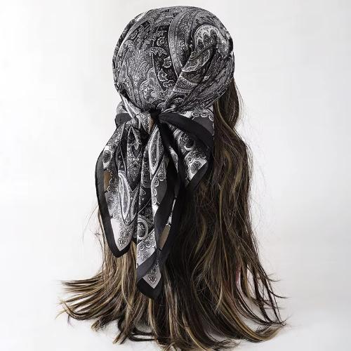 Women Design Square Silk Satin Scarf Flower Prints Bandana Scarves