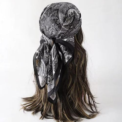 Women Design Square Silk Satin Scarf Flower Prints Bandana Scarves