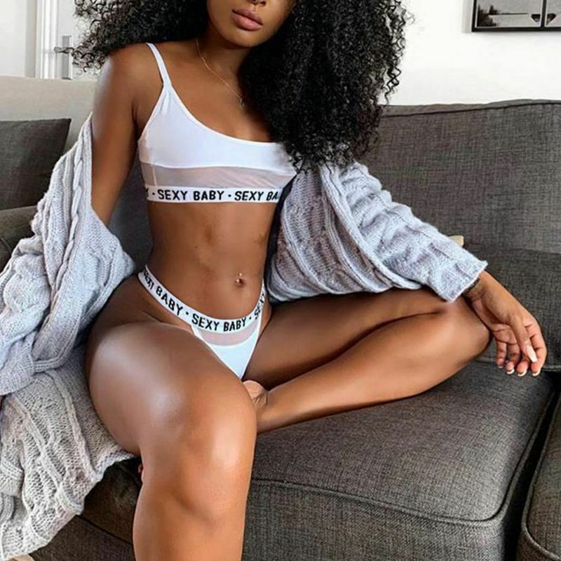 Sexy Baby Print Letters Split Fashion Two Pieces Bathing Bikini Suits