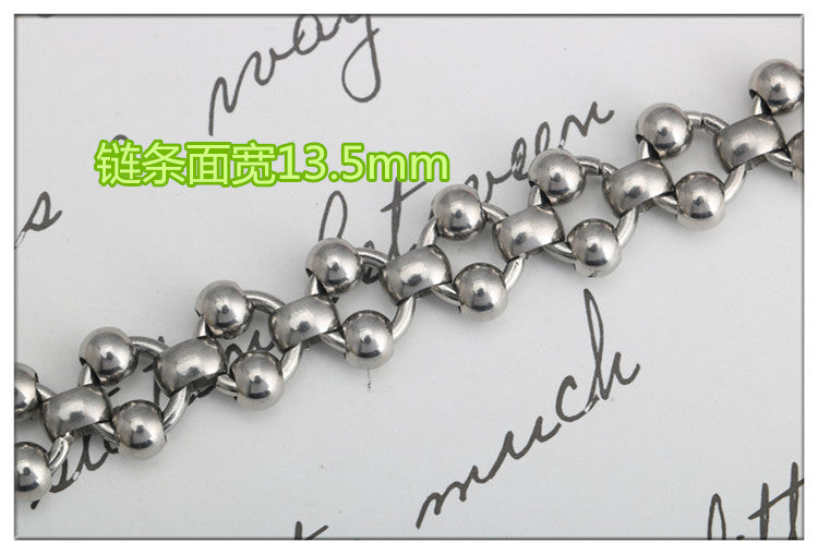 Men Women Fashion Hip-Hop Stainless-Steel Buckle Ball Beads Bracelet