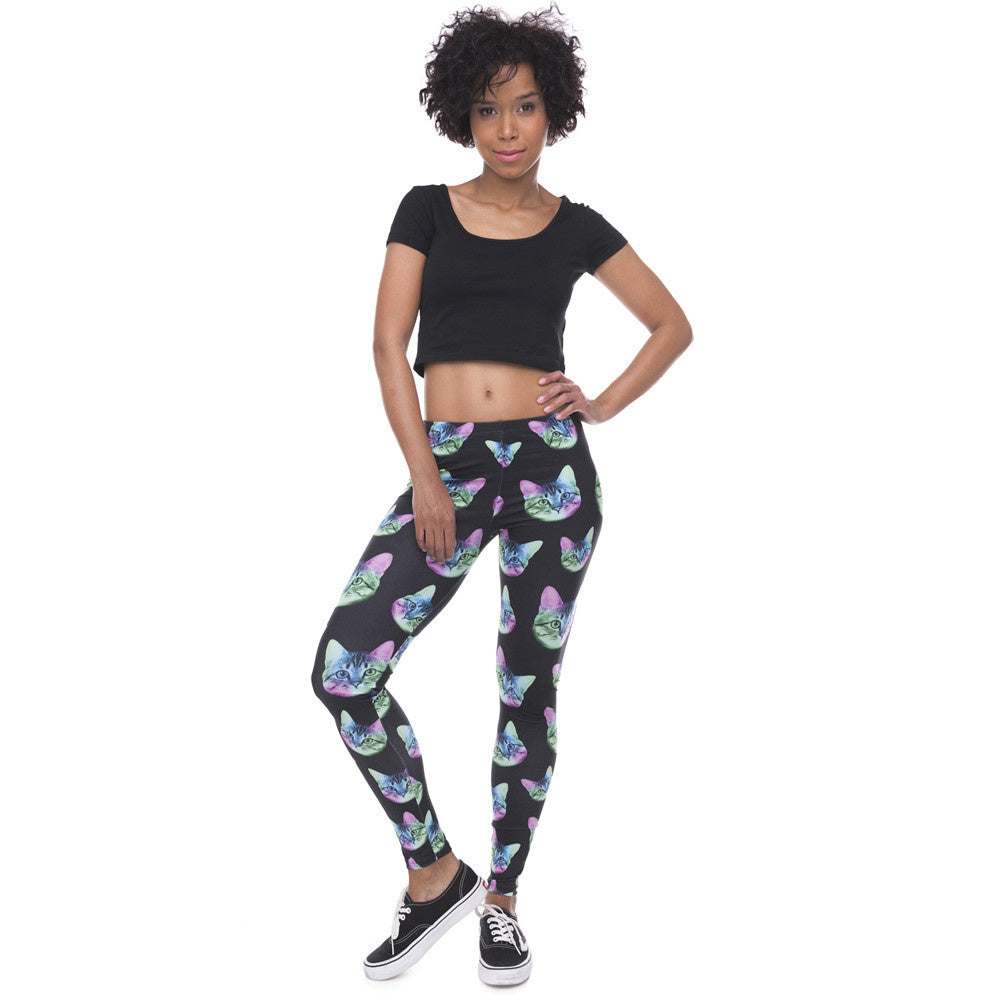 Women Fashion Cat Printed Sports Pant Leggings