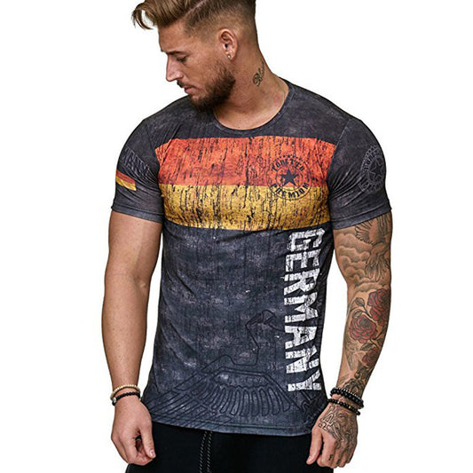 Men Fashion 3D digital Print Countries Pattern Tees T-shirts