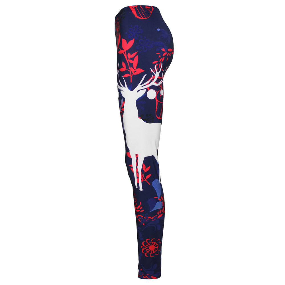 Women Sika Deer Digital Print Animal Fitness Elastic Workout Plus Size Legging