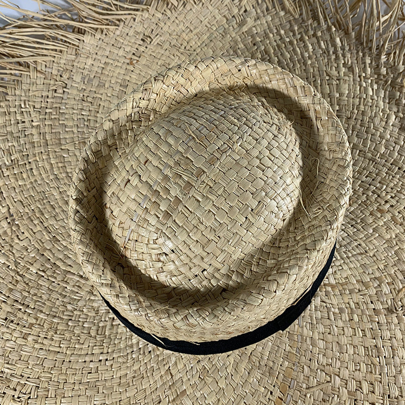 M (56-58cm) Women Fashion big brim straw Beach Travel Hat