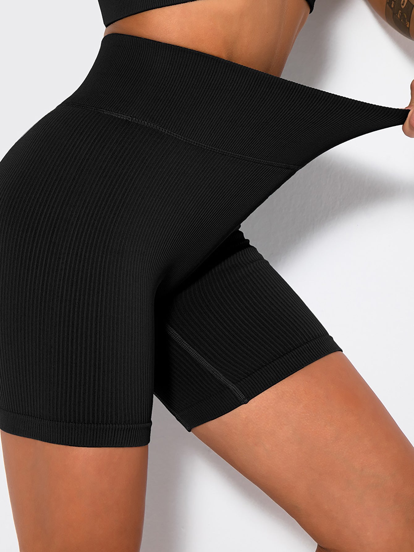 Women Ribbed Seamless Workout High Waist Booty Biker Shorts Yoga Pants