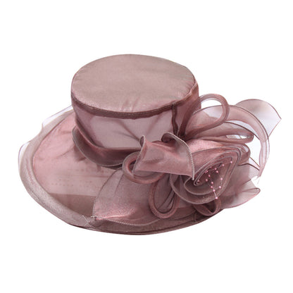 Women Mesh Big Brim Wedding Church Travel Dress Hat