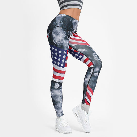 Sexy Printed Skinny Flag Sport Yoga Leggings Pants