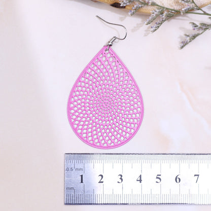 Monochrome Hollow Out Water Drop Earrings Daily Wearring Earrings for Women Fashion