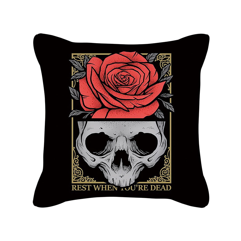 Home Decor Creative Skull Print Square Pillowcase Cushion Cover