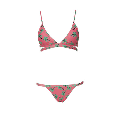 Women Sexy Palm Printing Split Bikini Swimsuit Bathing Suit