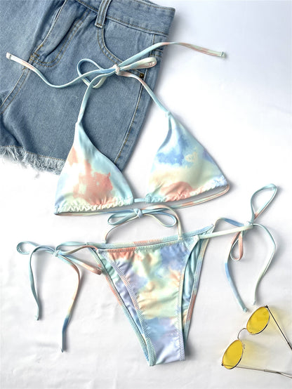 Sexy Women Split Swimsuit Tie-dye Beach Swimsuits Bikini