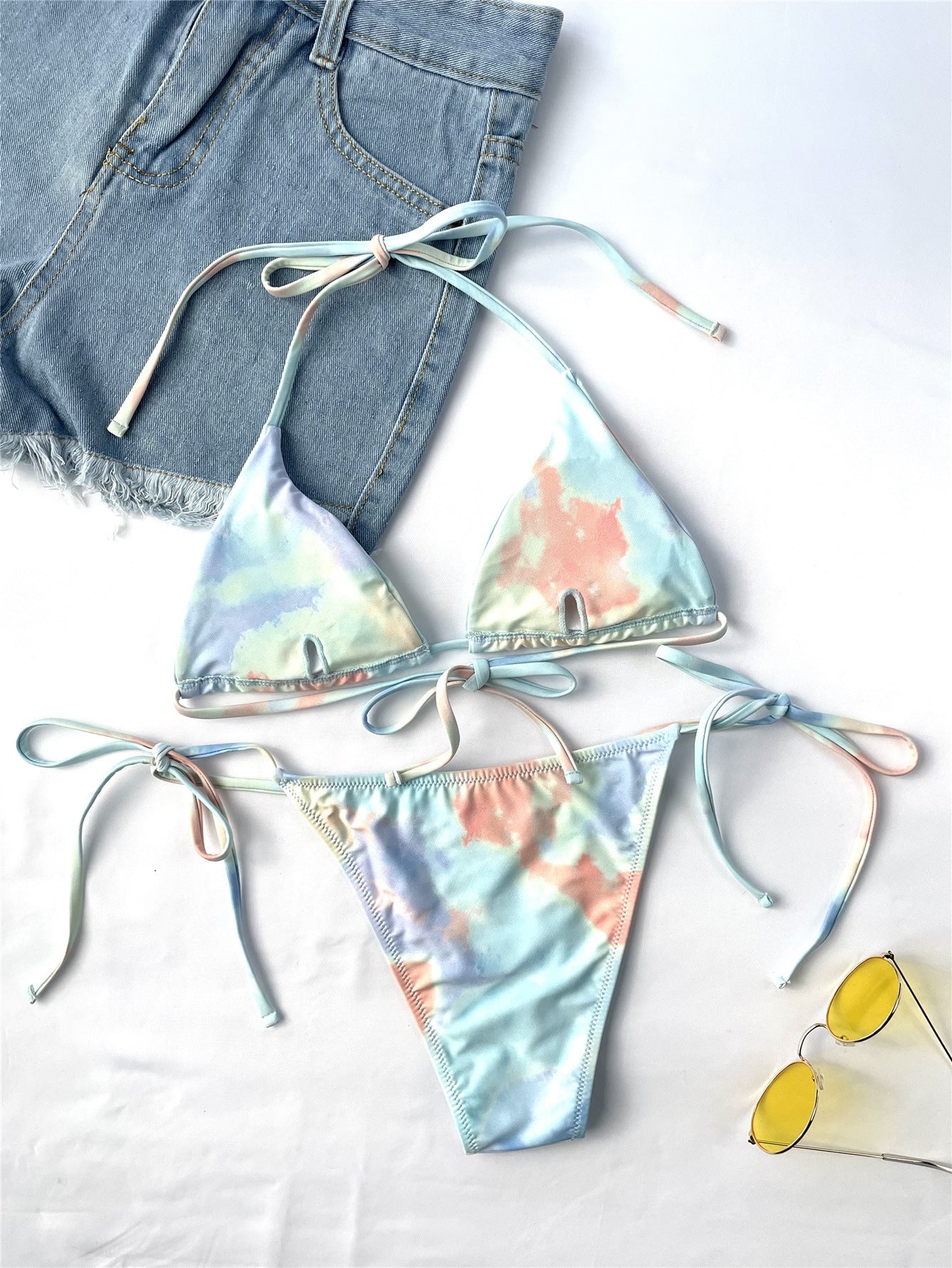 Sexy Women Split Swimsuit Tie-dye Beach Swimsuits Bikini