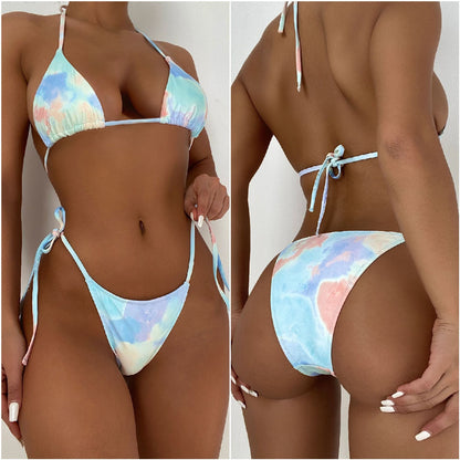 Sexy Women Split Swimsuit Tie-dye Beach Swimsuits Bikini