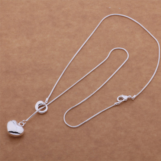 Women 925 Silver Fashion Heart-shaped Necklace