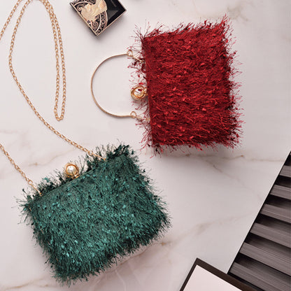 Women Tassel Fashion Luxury Designer Square Crossbody Shoulder Party Evening Clutch Bag