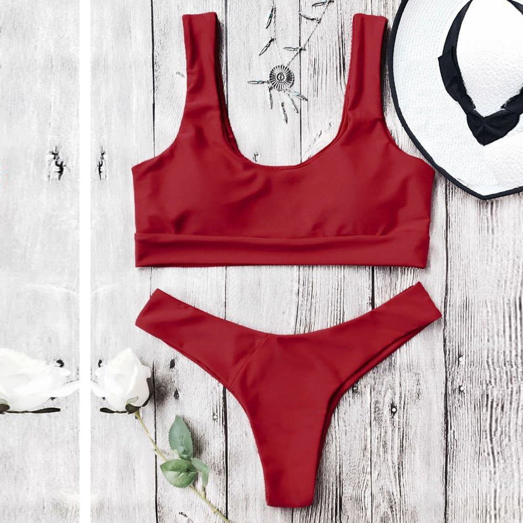 Women Sexy Solid Color Bikini Beach Swim Bathing Suits