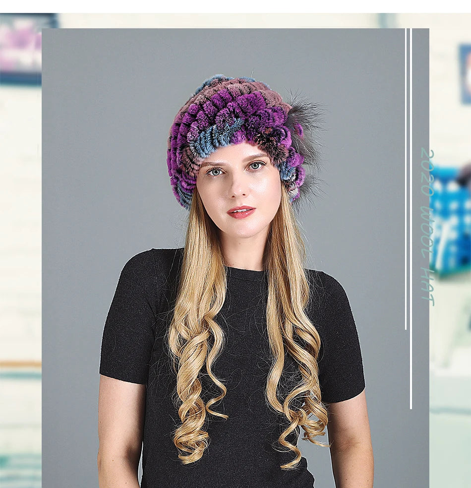 Women's Fashion Warm Fur Knitted Hats