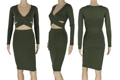 Sexy Women Slim Bodycon Fashion Long Sleeve Nightclub Short Party Dress