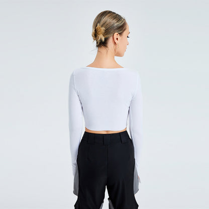 Women Fashion Solid Color V-neck Knitted Tops T-Shirt