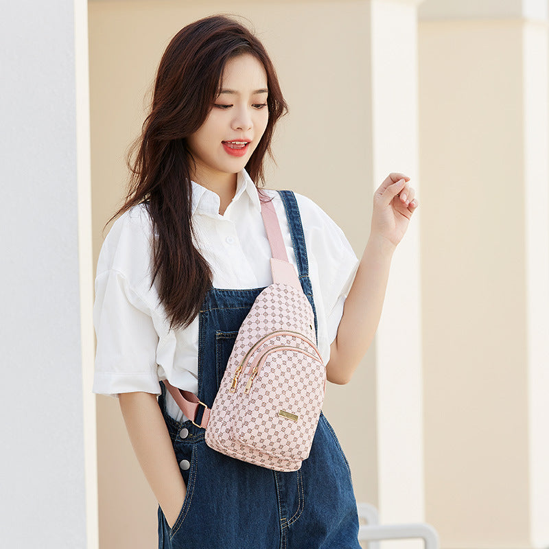 Women Fashion Printing Crossbody Sling Chest :eather Bag