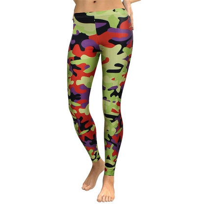 Women Fashion Camouflage Digital Print Fitness Leggings Pants