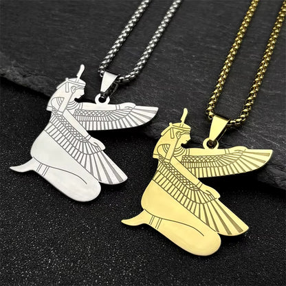 Women Men Stainless Steel Gold/Silver Color Egyptian Mystery Amulet Goddess of Life Necklace