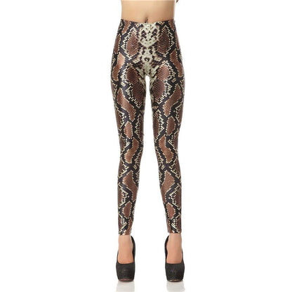 Women Design Fashion 3D Digital Snakeskin Slim Printed Leggings Pants